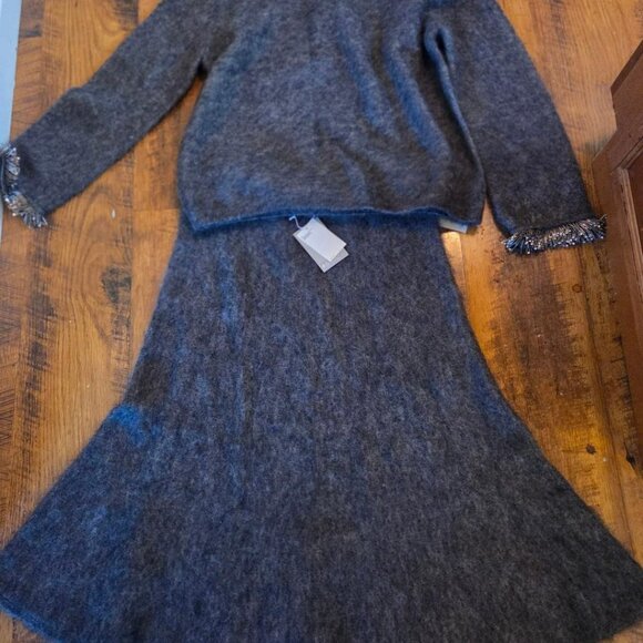 H&M EDITION BEAD DETAILED SWEATER & MATCHING MOHAIR-BLEND SKIRT - Picture 5 of 8